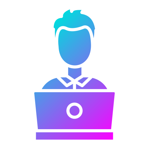 icon of person behind computer