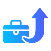 An icon showing a briefcase with up arrow