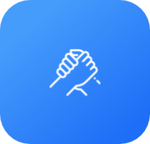 handshake icon on a blue background