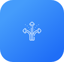 3 way arrow icon on a blue background