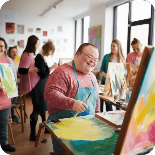 photo of people painting in an art studio